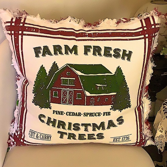 Farm Fresh Christmas Trees Decorative Large Down Pillow, Holiday Decor - Picture 3 of 7